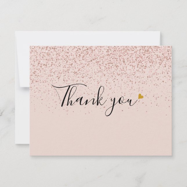 Carte De Remerciements Élégant Rose Parties scintillant or Script Gold He (Devant)