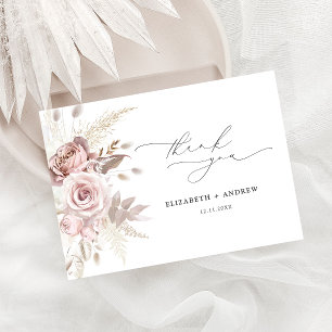 Carte De Remerciements Élégant rose rose pâle Rose floral Mariage