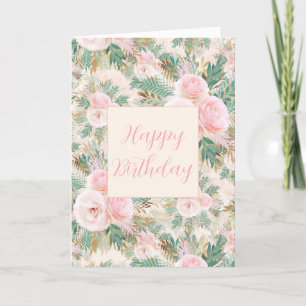 Carte De Remerciements Elégant rose rose rose rose rose rose Feuilles d'o