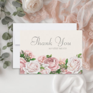 Carte De Remerciements Élégant rose rose rose rose rose Roses Crème Maria