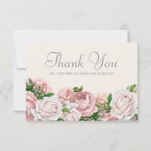 Carte De Remerciements Élégant rose rose rose rose rose Roses Crème Maria