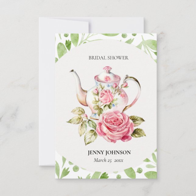 Carte De Remerciements Élégant Rose Vert Floral Fleurs Mariage (Devant)