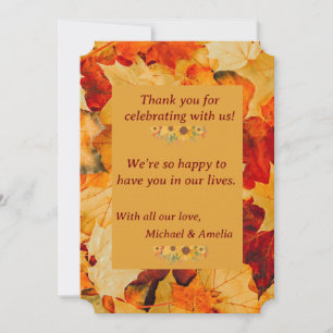 Carte De Remerciements Élégant Rouge Gold Automne Feuilles Mariage de aut