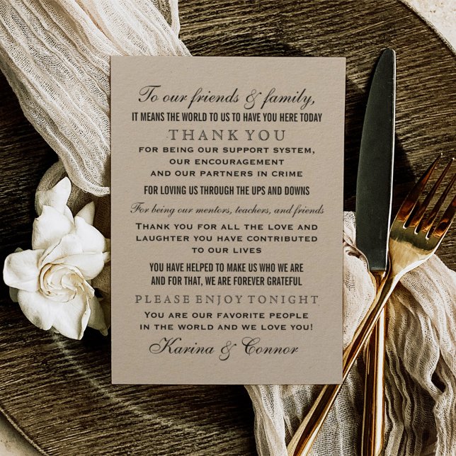 Carte De Remerciements Elégant Rustic Black et Kraft Mariage invité (Créateur téléchargé)