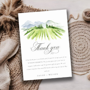Carte De Remerciements Élégant Rustic Winery Vineyard Mountain Mariage