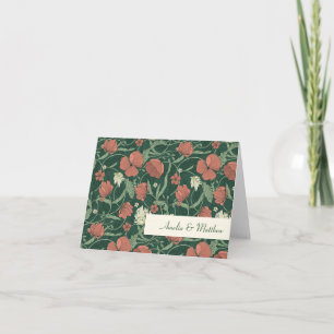 Carte De Remerciements Elégant Rustique Vert Floral Personnalisé Mariage