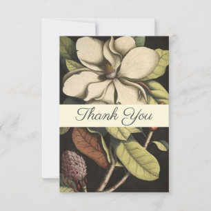 Carte De Remerciements Élégant Sage Cream Magnolia Script Floral Business