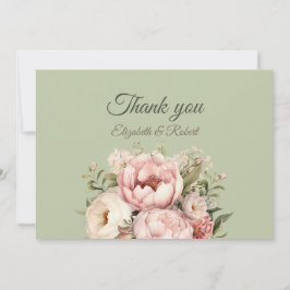 Carte De Remerciements Elegant Sage Green Peony Floral Thank You Card