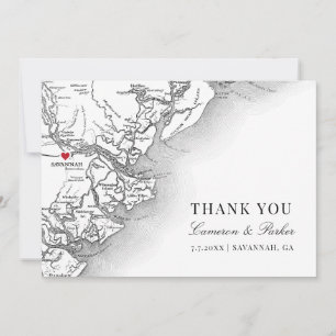 Carte De Remerciements Elegant Savannah Géorgie Mariage photo Appartement