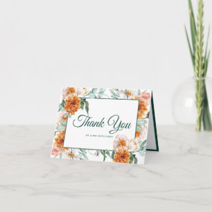 Carte De Remerciements Élégant Script aquarelle Mariage floral photo