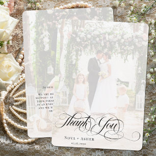 Carte De Remerciements Élégant Script Classy Revêtement photo nouvellemen
