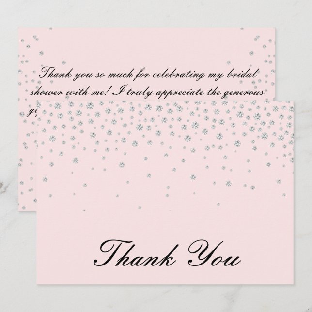 Carte De Remerciements Élégant script de calligraphie diamantaire (Devant / Derrière)