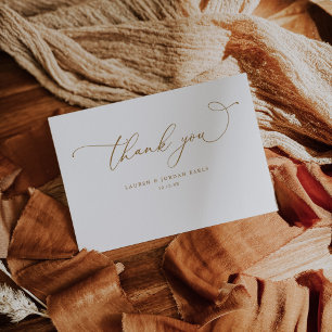 Carte De Remerciements Élégant script de calligraphie Mariage or