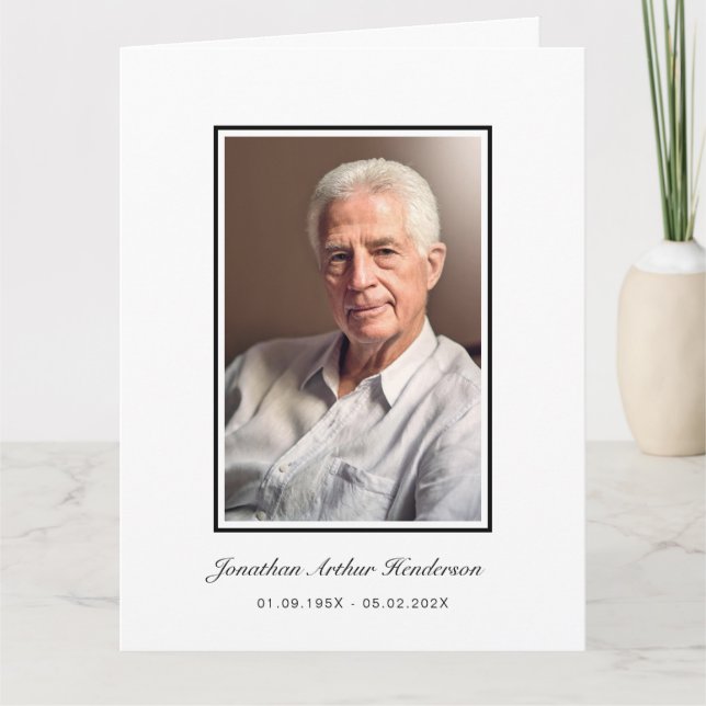 Carte De Remerciements Élégant script de photos funéraires (Devant)