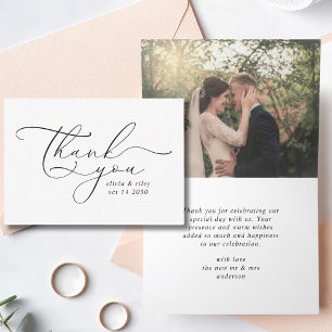 Carte De Remerciements Élégant Script de remerciement de mariage simple P