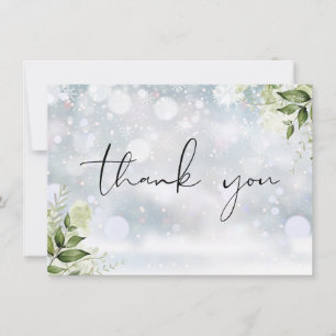 Carte De Remerciements Élégant Script de verdure hivernale personnalisée
