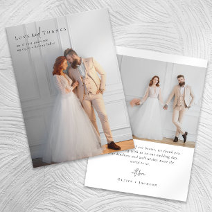 Carte De Remerciements Élégant script Mariage photo complet