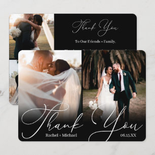 Carte De Remerciements Élégant script moderne 4 Mariage photo invité