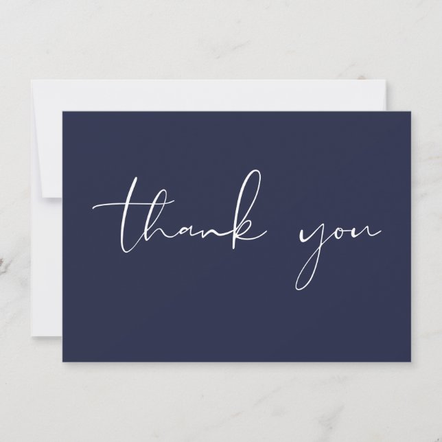 Carte De Remerciements Élégant script moderne Calligraphie Marine Bleu (Devant)