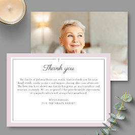 Carte De Remerciements Élégant Script Simple Cross Custom Funeral Photo