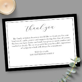 Carte De Remerciements Élégant Script Simple Moderne Personnalisé Funérai