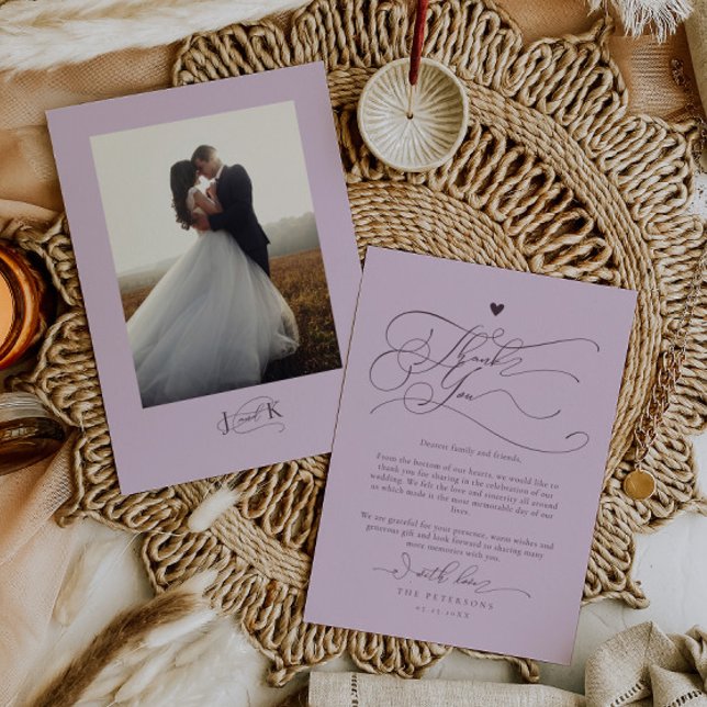 Carte De Remerciements Élégant Script Typographie Plum Mariage (Créateur téléchargé)