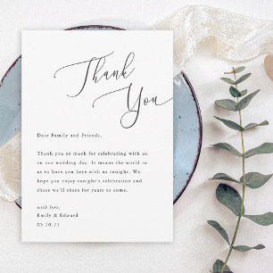 Carte De Remerciements Elegant Script Wedding Place Setting Thank You
