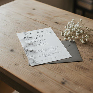 Carte De Remerciements Elegant "She Said Yes" Engagement/Wedding Invitati