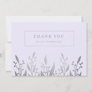 Carte De Remerciements Elégant Silver faux feuille Mariage
