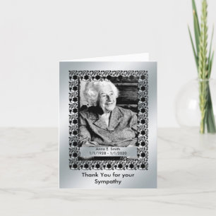 Carte De Remerciements Elegant Silver Photo Thank You for Your Sympathy