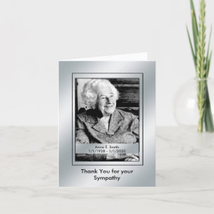 Carte De Remerciements Elegant Silver Photo Thank You for Your Sympathy