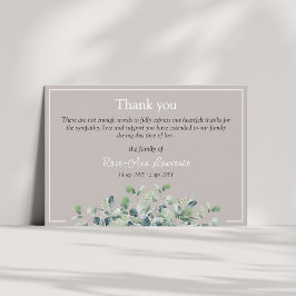 Carte De Remerciements Elegant simple eucalyptus green sympathy funeral