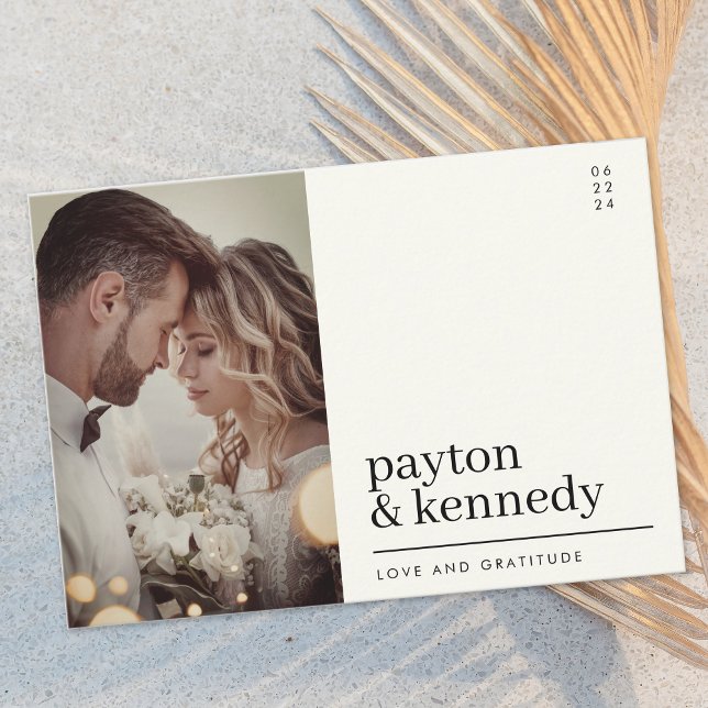 Carte De Remerciements Élégant Simple Style élégant Blanc et noir Chic Ph (Créateur téléchargé)