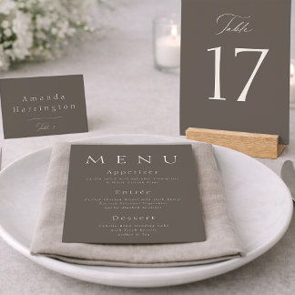 Carte De Remerciements Elegant Taupe Wedding Table Number 