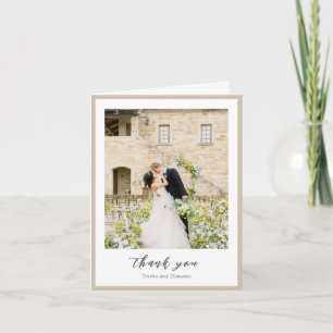 Carte De Remerciements Elégant Terre Neutre Photo Mariage moderne