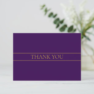 Carte De Remerciements Élégant texte personnalisable Gold & Deep Purple