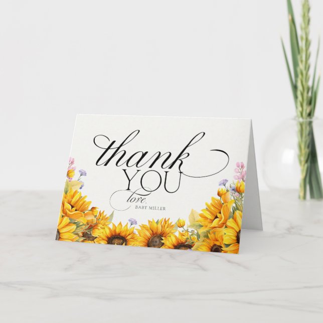 Carte De Remerciements Élégant tournesol (Devant)