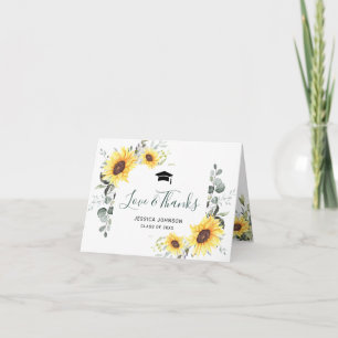 Carte De Remerciements Élégant tournesol Eucalyptus Foliage Graduation