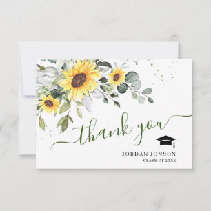 Carte De Remerciements Élégant tournesol Eucalyptus Foliage Graduation
