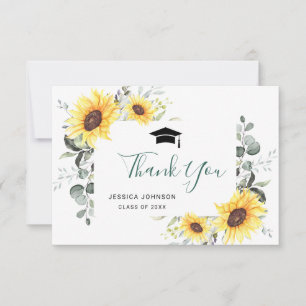 Carte De Remerciements Élégant tournesol Eucalyptus Foliage Graduation
