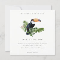 Elégant Tropical Rainforest Toucan Mariage Invitat