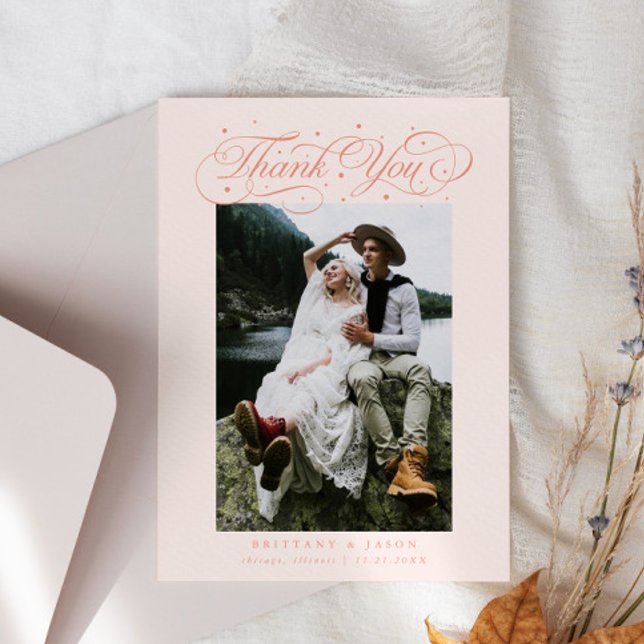 Carte De Remerciements Élégant typographie de script pointes Mariage Peac (Créateur téléchargé)