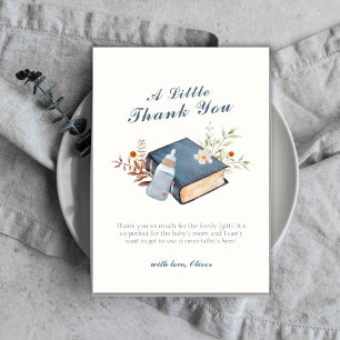 Carte De Remerciements Élégant Un nouveau chapitre Baby shower de bouteil