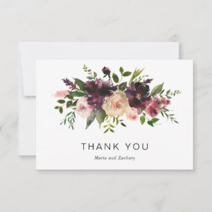 Carte De Remerciements Elégant vin de Bourgogne chute Floral Rustique Mar