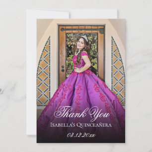 Carte De Remerciements Elégant violet 15e anniversaire Quinceanera