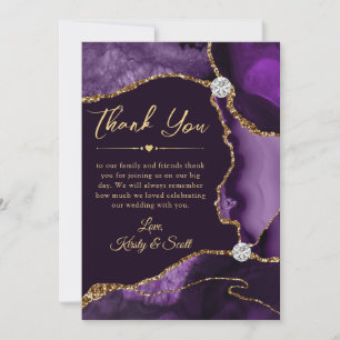 Carte De Remerciements Élégant violet et or Parties scintillant Faux Mari
