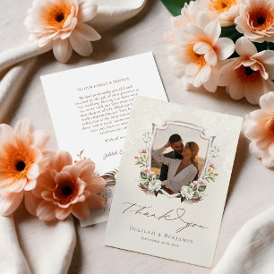 Carte De Remerciements Élégant Western Cowboy Floral Crest Script photo