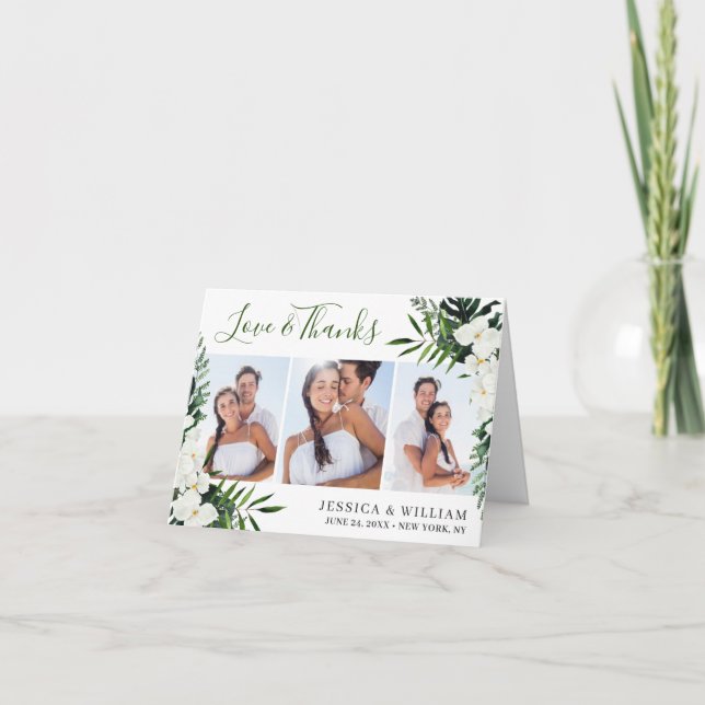 Carte De Remerciements Elegant White Orchids Bohemian Wedding 3 PHOTO (Devant)