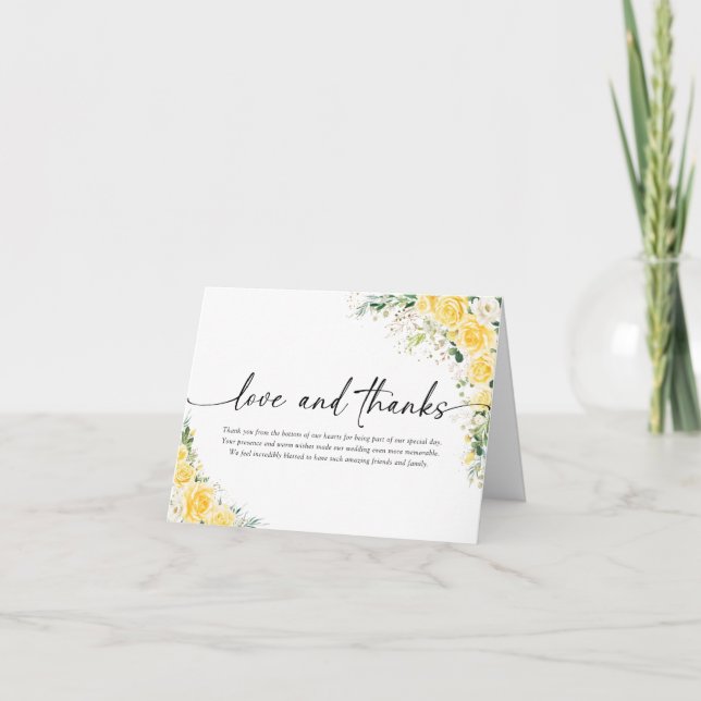 Carte De Remerciements Elegant Yellow Wedding Folded Thank You Card (Devant)
