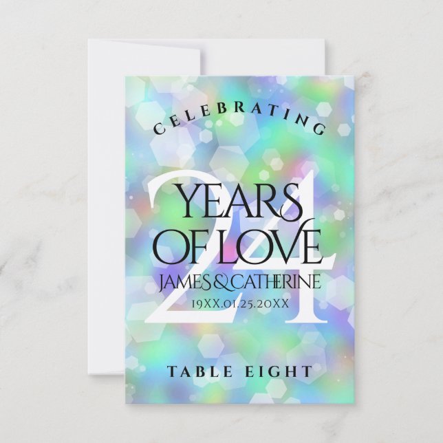 Carte De Remerciements Élégante 24e anniversaire du Mariage Opal (Devant)